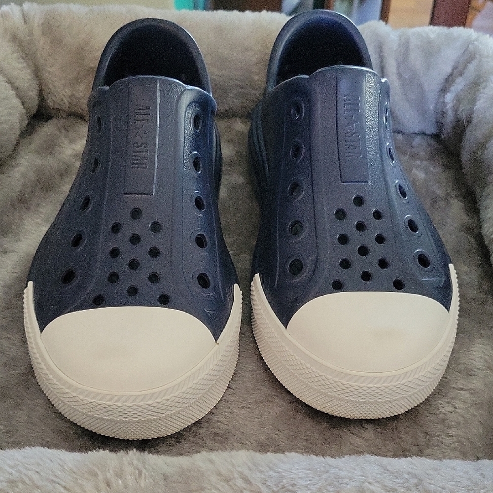 Kids Navy and White Slip-On Shoes
